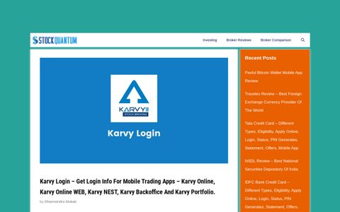 Karvy Login - 2020 Mobile App, Web (Desktop), Backoffice ...