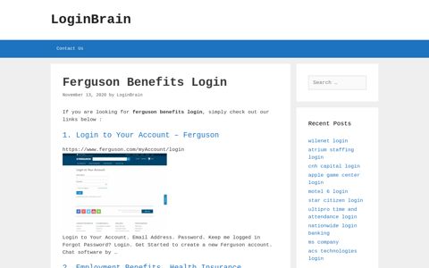Ferguson Benefits Login To Your Account - Ferguson - LoginBrain