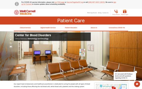 Center for Blood Disorders | Weill Cornell Medicine