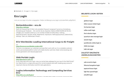 Ecu Login | Allgemeine Informationen zur Anmeldung - Logines.de