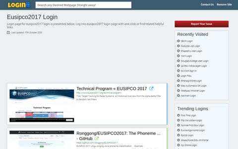 Eusipco2017 Login | Accedi Eusipco2017 - Loginii.com