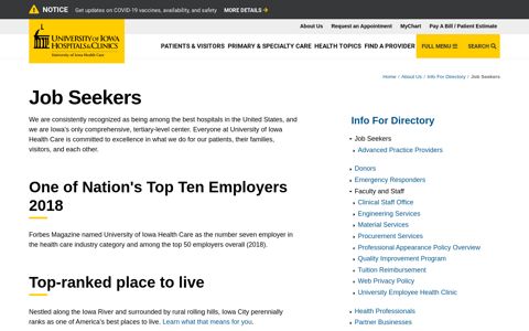 Job Seekers | University of Iowa Hospitals & Clinics