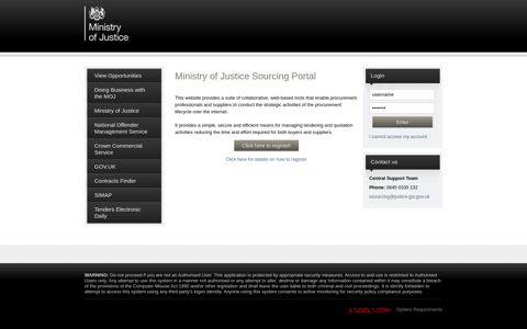 Ministry of Justice Sourcing Portal