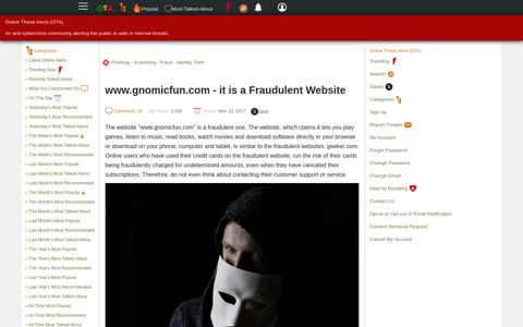 www.gnomicfun.com - it is a Fraudulent Website