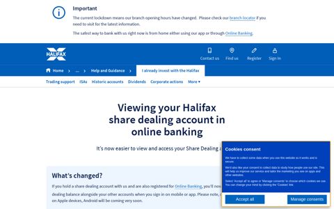 Viewing your share dealing account in online ... - Halifax