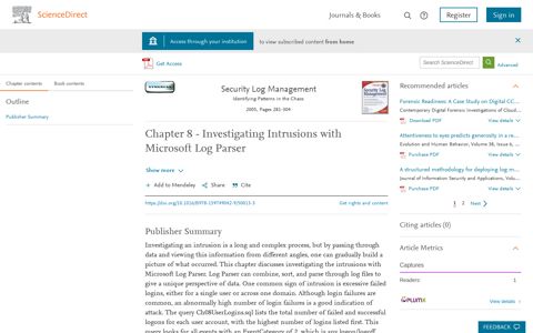 Chapter 8 - Investigating Intrusions with Microsoft Log Parser