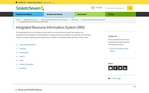 Access the Integrated Resource Information System (IRIS) | Oil ...