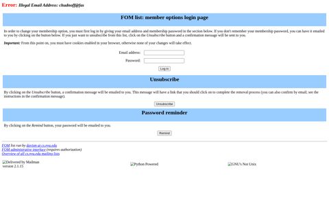 FOM list: member options login page