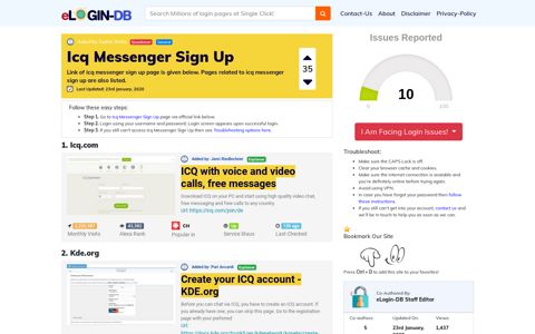 Icq Messenger Sign Up - A database full of login pages from ...