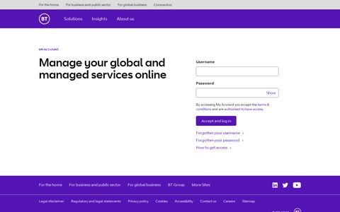 Login - My Account - BT Global Services