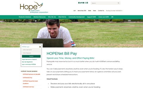 HOPENet Bill Pay | Hope Credit Union