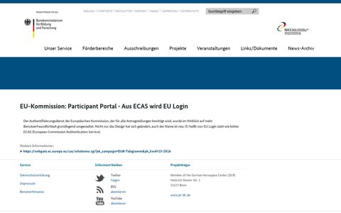EU-Kommission: Participant Portal - Aus ECAS wird EU Login ...