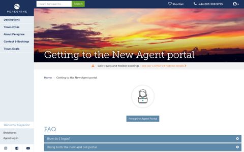 Getting to the New Agent portal | Peregrine Adventures EU