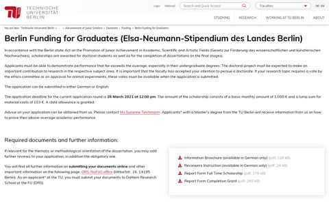 Berlin Funding for Graduates (Elsa-Neumann ... - TU Berlin