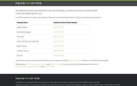 InsureMe-on-Line: Home Page