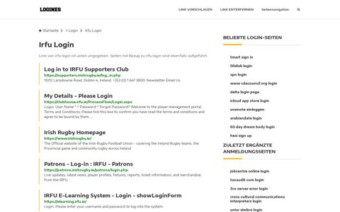 Irfu Login | Allgemeine Informationen zur Anmeldung