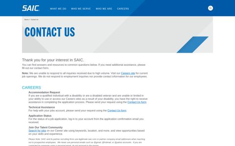 Contact Us - SAIC