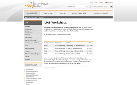 ILIAS-Workshops • Universität Passau