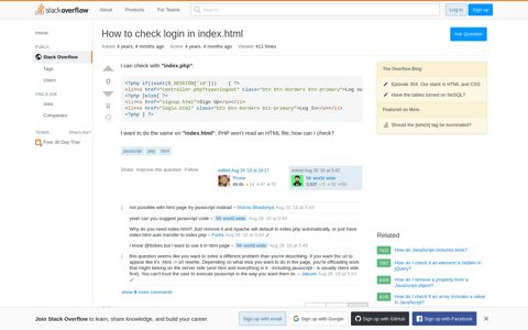 How to check login in index.html - Stack Overflow
