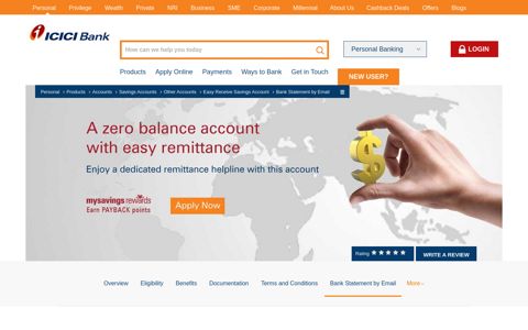 Easy Receive Savings Account | Bank Statement ... - ICICI Bank
