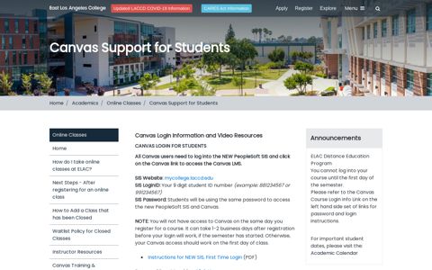 Canvas Support for Students - ELAC