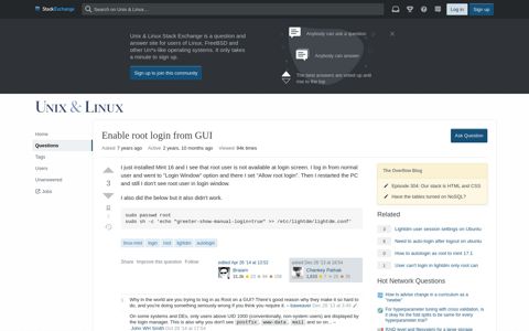 Enable root login from GUI - Unix & Linux Stack Exchange