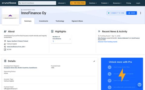 InnoFinance Oy - Crunchbase Investor Profile & Investments