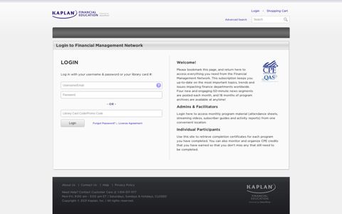 Login - Financial Management Network - Kaplan