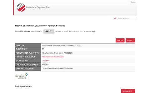 Moodle of Ansbach University of Applied Sciences - Metadata ...
