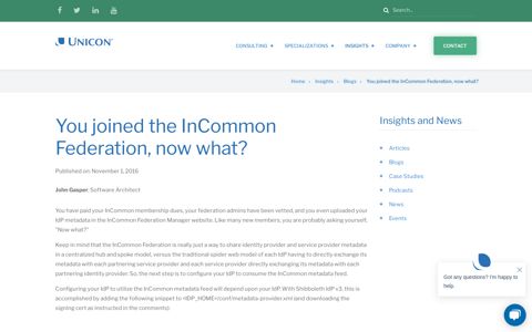 You joined the InCommon Federation, now what? | Unicon, Inc.