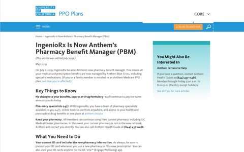 IngenioRx Is Now Anthem's Pharmacy Benefit Manager (PBM ...