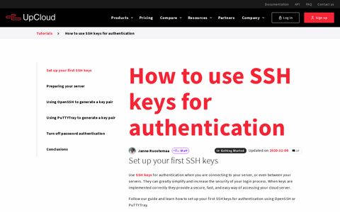 How to use SSH keys for authentication - Tutorial - UpCloud