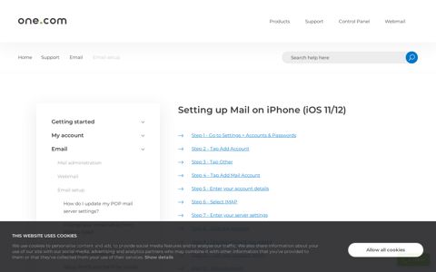 Setting up mail on iPhone (iOS 11/12) – Support | one.com