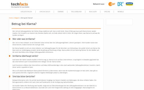 Betrug bei Klarna? - techfacts.de