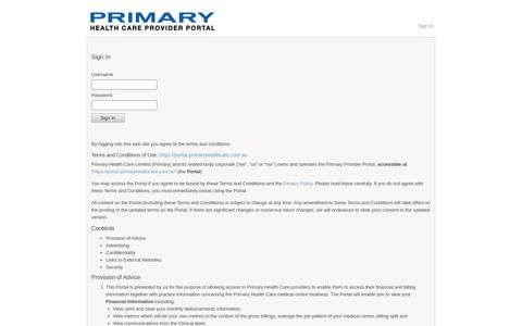 Primary Health Care Provider Portal