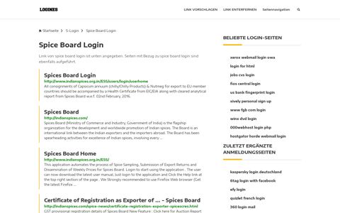 Spice Board Login | Allgemeine Informationen zur Anmeldung