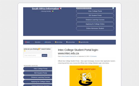 Intec College Student Portal login-www.intec.edu.za - South ...