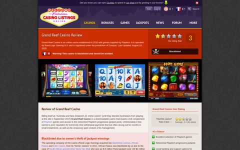 Grand Reef Casino Review | Casino Listings