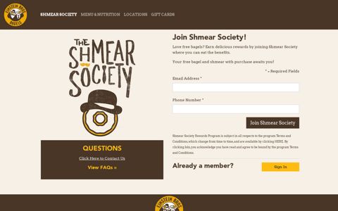 Join - Shmear Society - Einstein Bros. Bagels