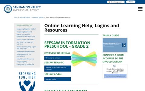 Online Learning Help, Logins and Resources - San Ramon ...
