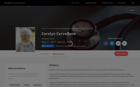 Carolyn Cervellone Obituary - Springfield, Illinois , Butler ...