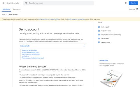 Demo account - Analytics Help - Google Support