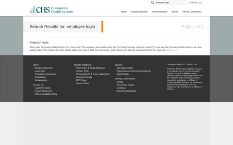 employee login | Community Health Systems (CHS)