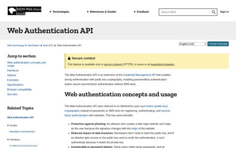 Web Authentication API - Web APIs | MDN