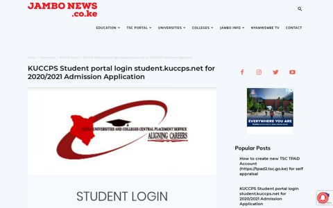 KUCCPS Student portal login student.kuccps.net for 2020 ...