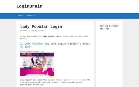 lady popular login - LoginBrain