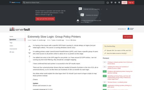 Extremely Slow Login: Group Policy Printers - Server Fault