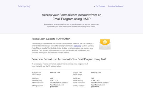How to access your Foxmail.com email account using IMAP