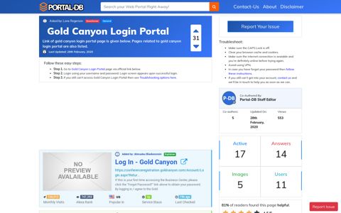 Gold Canyon Login Portal
