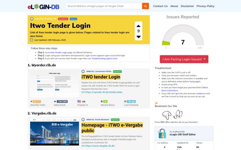 Itwo Tender Login - A database full of login pages from all ...